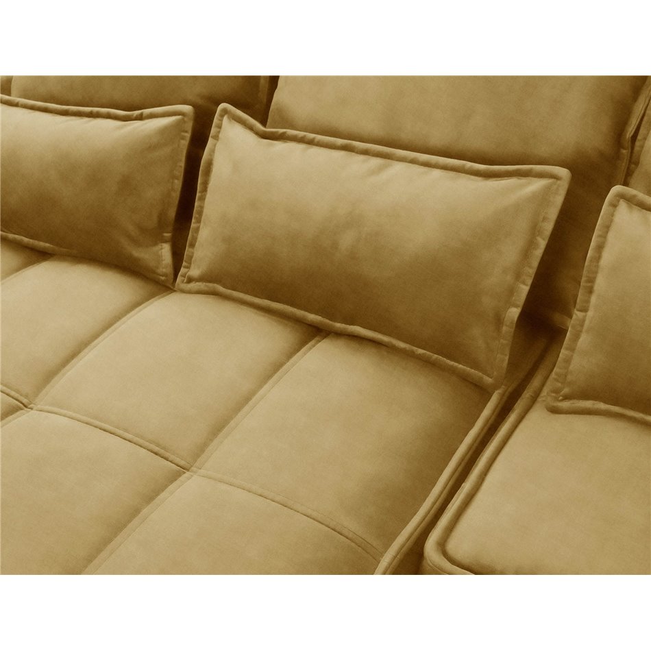 Corner sofa Elkampo L, sleeping function, Manhattan 45, velvet, yellow, H88x196x265cm
