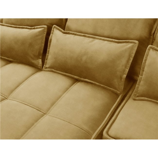 Corner sofa Elkampo L, sleeping function, Manhattan 45, velvet, yellow, H88x196x265cm