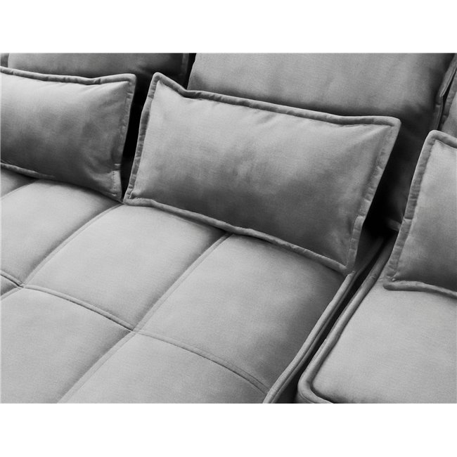 Corner sofa Elkampo L, sleeping function, Nube 4, velvet, grey, H88x196x265cm