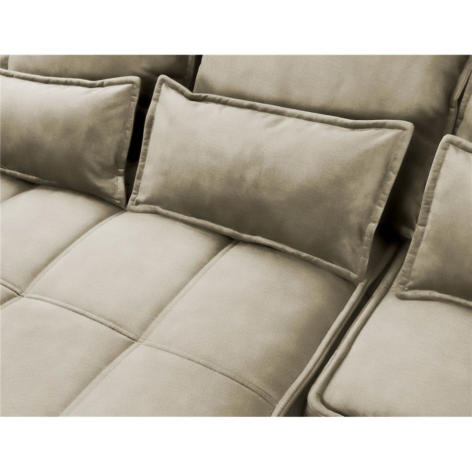 Corner sofa Elkampo L, sleeping function, Nube 20, velvet, brown, H88x196x265cm