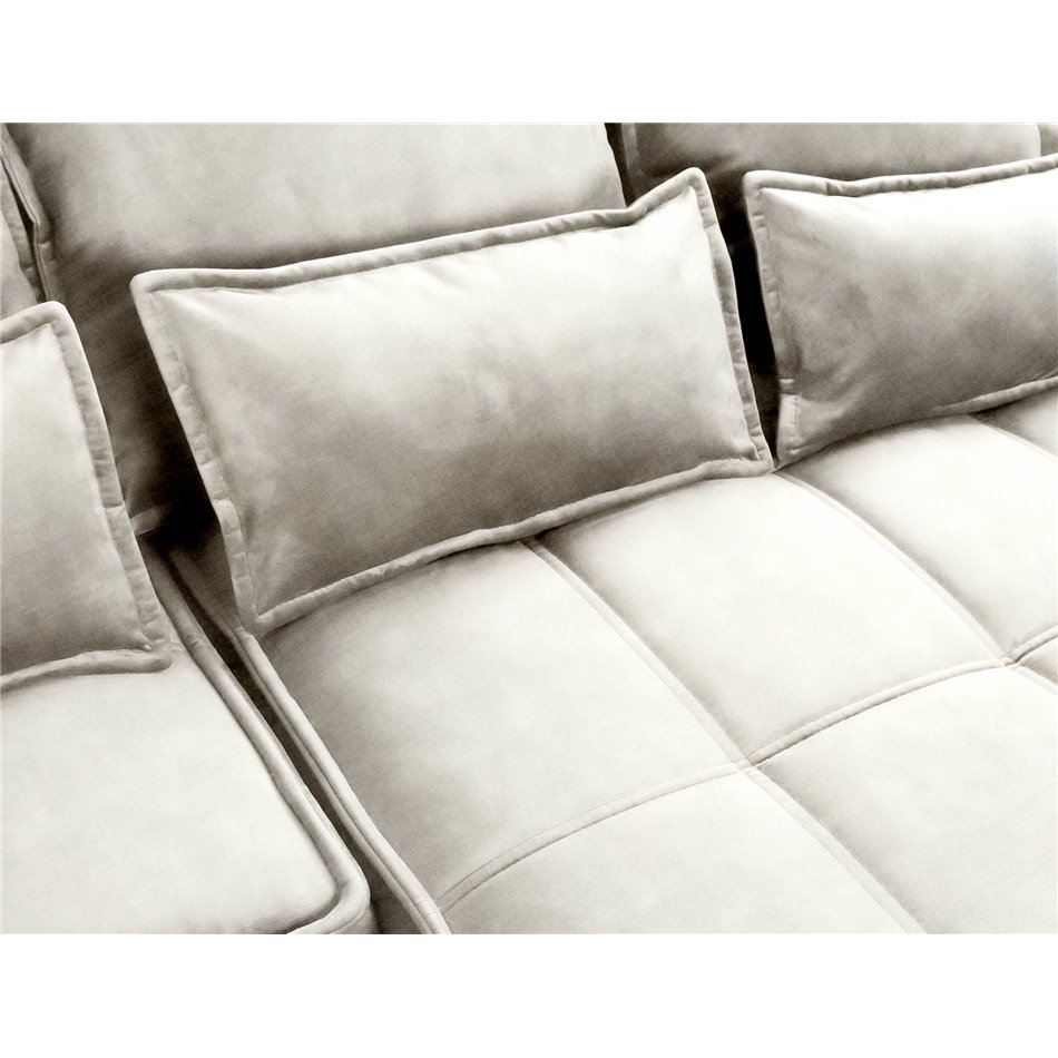Corner sofa Elkampo R, sleeping function, Manhattan 18, velvet, beige, H88x196x265cm