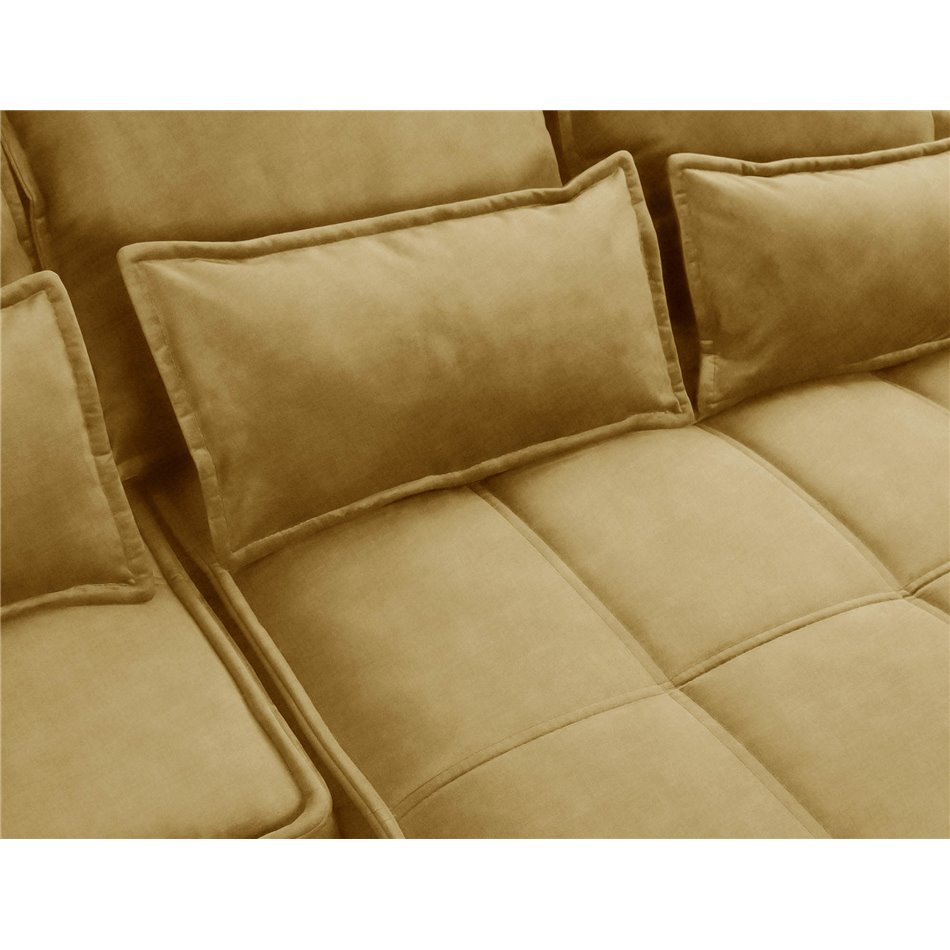 Corner sofa Elkampo R, sleeping function, Manhattan 45, velvet, yellow, H88x196x265cm