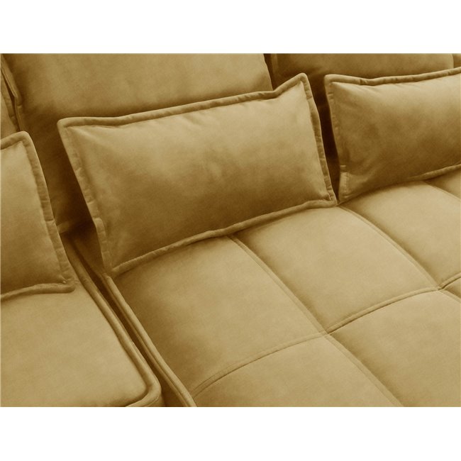 Corner sofa Elkampo R, sleeping function, Manhattan 45, velvet, yellow, H88x196x265cm