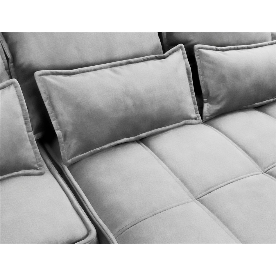 Corner sofa Elkampo R, sleeping function, Nube 3, velvet, grey, H88x196x265cm