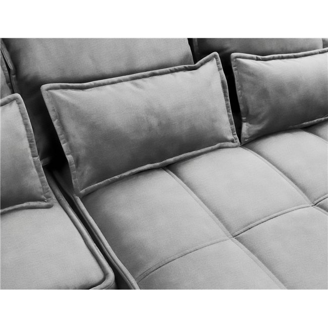 Corner sofa Elkampo R, sleeping function, Nube 4, velvet, grey, H88x196x265cm