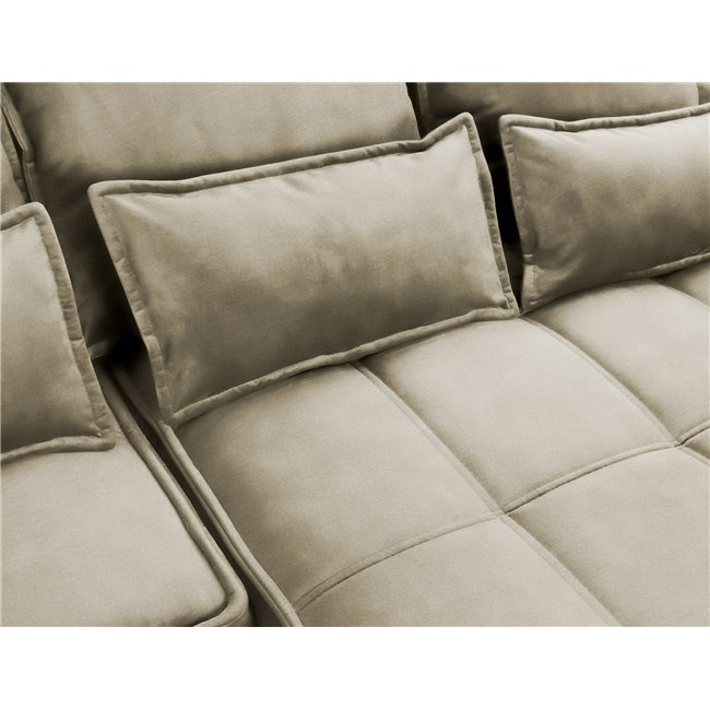 Corner sofa Elkampo R, sleeping function, Nube 20, velvet, brown, H88x195x265cm