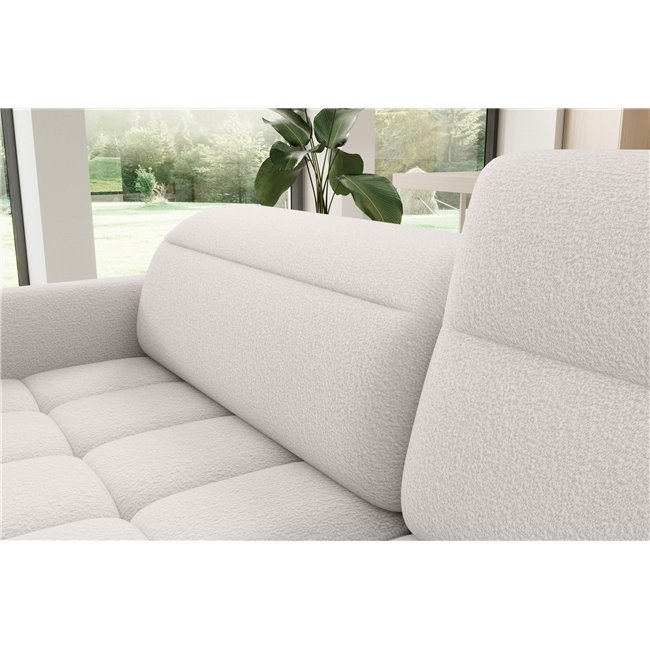 Corner sofa Elbare R, sleeping function, Royal 01, bouclé, white, H100x160x208cm