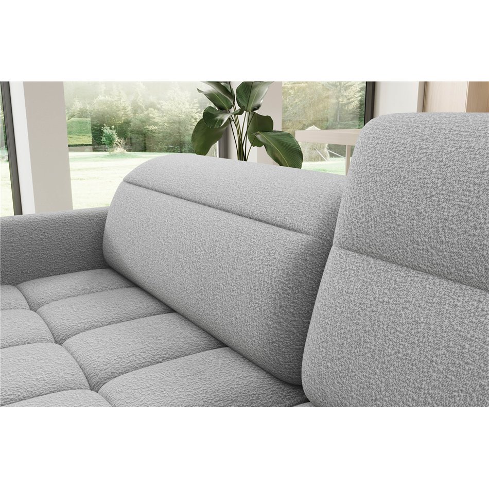 Corner sofa Elbare R, sleeping function, Royal 04, bouclé, grey, H100x160x208cm