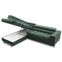 Corner sofa Elferucce L, sleeping function, Amore 35, bouclé, dark green, H93x200x276cm