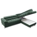 Corner sofa Elferucce R, sleeping function, Amore 35, bouclé, dark green, H93x200x276cm