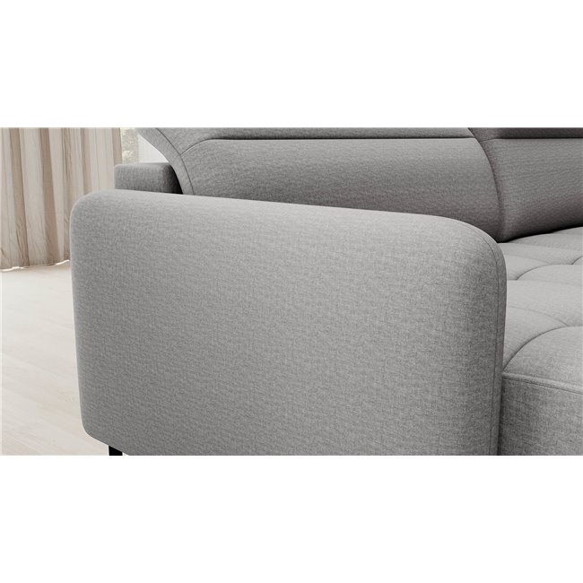U shape sofa Elberto L, sleeping function, Manhattan 03, velvet, grey, H100x165x306cm