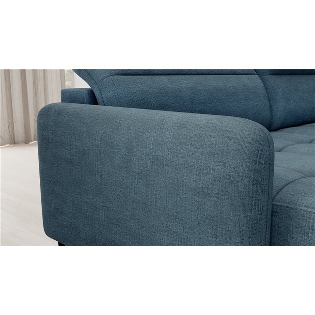 П-образный угловой диван Elberto L, раздвижной, Toscany 40, бархат, синий, H100x165x306см