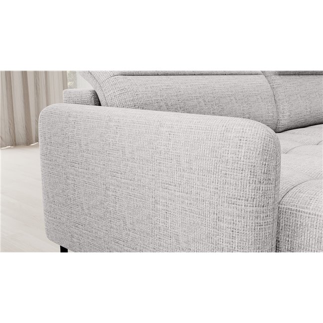 U shape sofa Elberto L, sleeping function, Aubron 03, wavy velvet, grey, H100x165x306cm