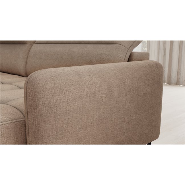 П-образный угловой диван Elberto R, раздвижной, Toscany 20, бархат, коричневый, H100x165x306см