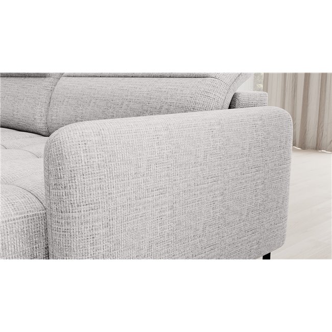 U shape sofa Elberto R, sleeping function, Aubron 03, wavy velvet, grey, H100x165x306cm