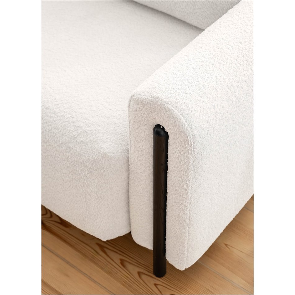 Sofa bed Elcadova Black, sleeping function, Royal 01, bouclé, white, H97x97x244cm
