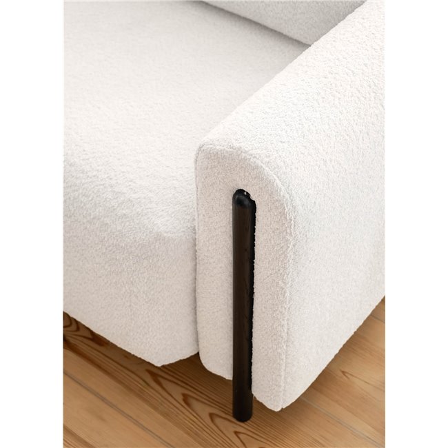 Sofa bed Elcadova Black, sleeping function, Royal 01, bouclé, white, H97x97x244cm