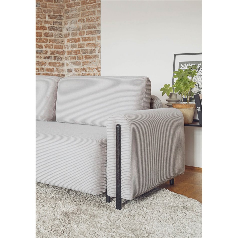 Sofa bed Elcadova Black, sleeping function, Jarell 04, wavy velvet, grey, H97x97x244cm