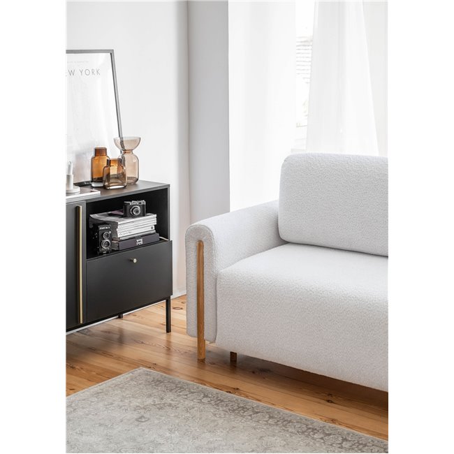 Диван-кровать Elcadova Oak, раздвижной, Royal 03, букле, серый, H97x97x244см