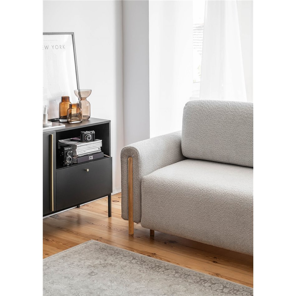 Диван-кровать Elcadova Oak, раздвижной, Royal 04, букле, серый, H97x97x244см