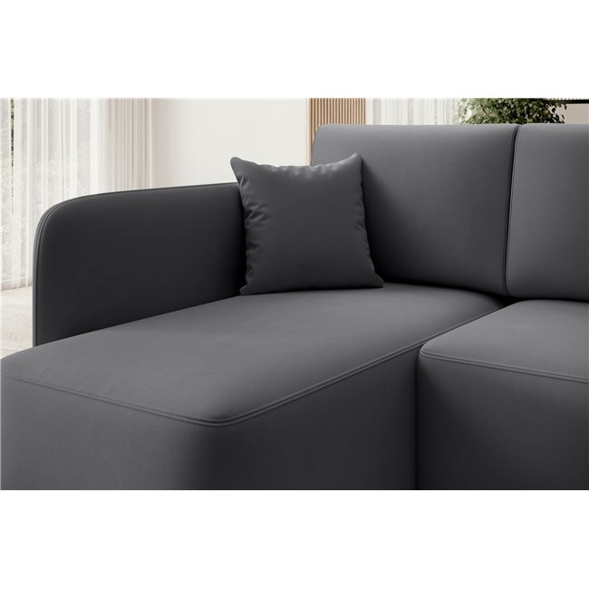 Corner sofa Elhandson L, sleeping function, Sola 6, dark grey, H89x150x206cm
