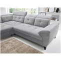 Corner sofa Elinferne L, sleeping function, Aura 04, velvet, grey, H107x210x297cm