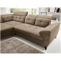 Corner sofa Elinferne L, sleeping function, Aura 20, velvet, dark beige, H107x210x297cm