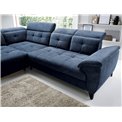 Corner sofa Elinferne L, sleeping function, Aura 40, velvet, dark blue, H107x210x297cm