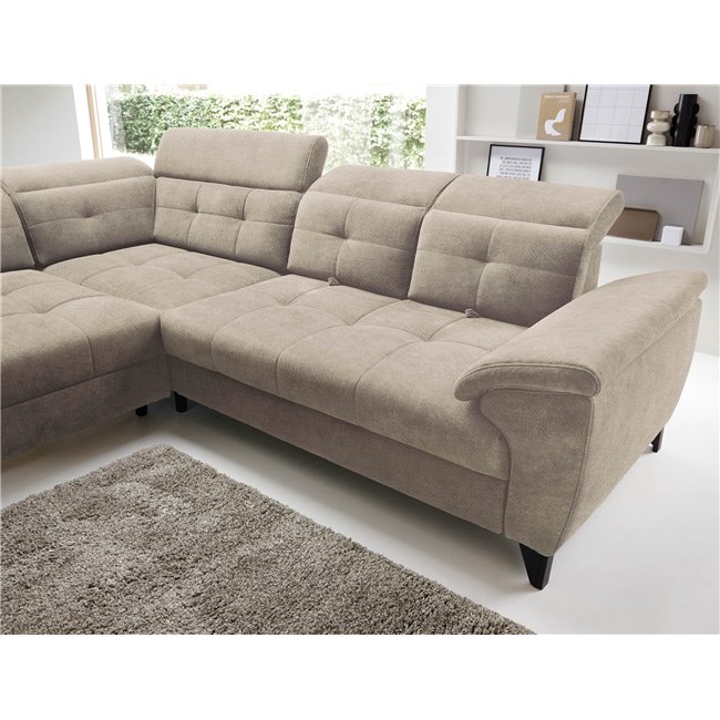 Corner sofa Elinferne L, sleeping function, Raquel 20, beige, H107x210x297cm