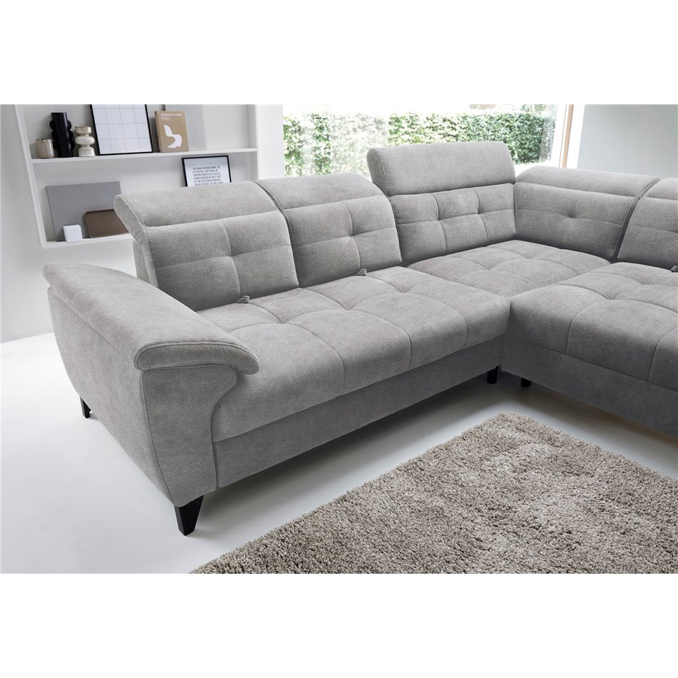 Угловой диван Elinferne R, раздвижной, Raquel 04, серый, H107x210x297см