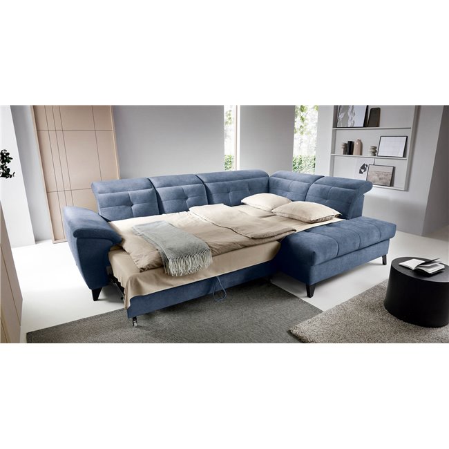 Угловой диван Elinferne R, раздвижной, Raquel 40, темно-синий, H107x210x297см