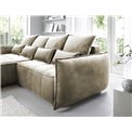 Corner sofa Elkampo L, sleeping function, Nube 20, velvet, brown, H88x196x265cm