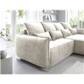 Corner sofa Elkampo R, sleeping function, Manhattan 18, velvet, beige, H88x196x265cm