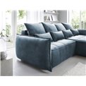 Corner sofa Elkampo R, sleeping function, Manhattan 40, velvet, dark blue, H88x196x265cm