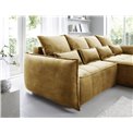 Corner sofa Elkampo R, sleeping function, Manhattan 45, velvet, yellow, H88x196x265cm