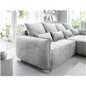 Corner sofa Elkampo R, sleeping function, Nube 3, velvet, grey, H88x196x265cm