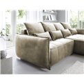 Corner sofa Elkampo R, sleeping function, Nube 20, velvet, brown, H88x195x265cm