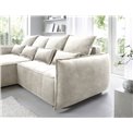 Corner sofa Elkampo L, sleeping function, Manhattan 18, velvet, beige, H88x196x265cm