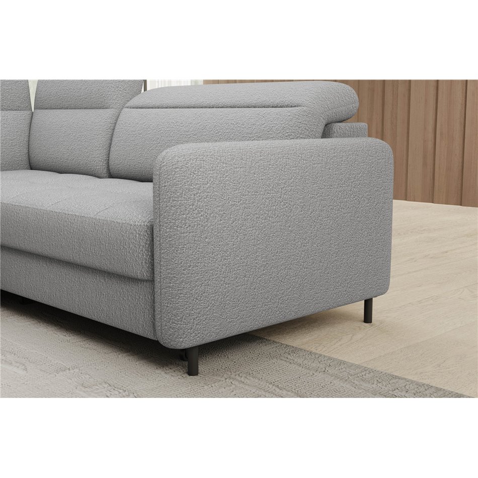 Corner sofa Elbare L, sleeping function, Royal 04, bouclé, grey, H100x160x208cm