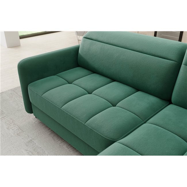 Corner sofa Elbare R, sleeping function, Lukso 35, velvet, dark green, H100x160x208cm
