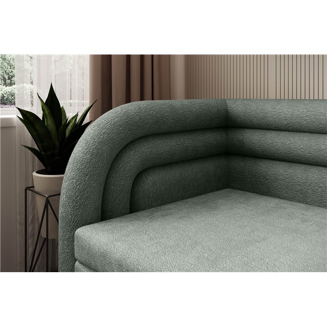 Диван-кровать Elfabilo L, раздвижной, Touch 100, текстурированный бархат, зеленый, H80x86x223см