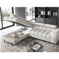 Corner sofa Elferucce L, sleeping function, Amore 01, bouclé, white, H93x200x276cm