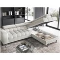 Corner sofa Elferucce R, sleeping function, Amore 01, bouclé, white, H93x200x276cm