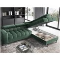 Corner sofa Elferucce R, sleeping function, Amore 35, bouclé, dark green, H93x200x276cm