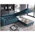 Corner sofa Elferucce R, sleeping function, Amore 40, bouclé, dark blue, H93x200x276cm