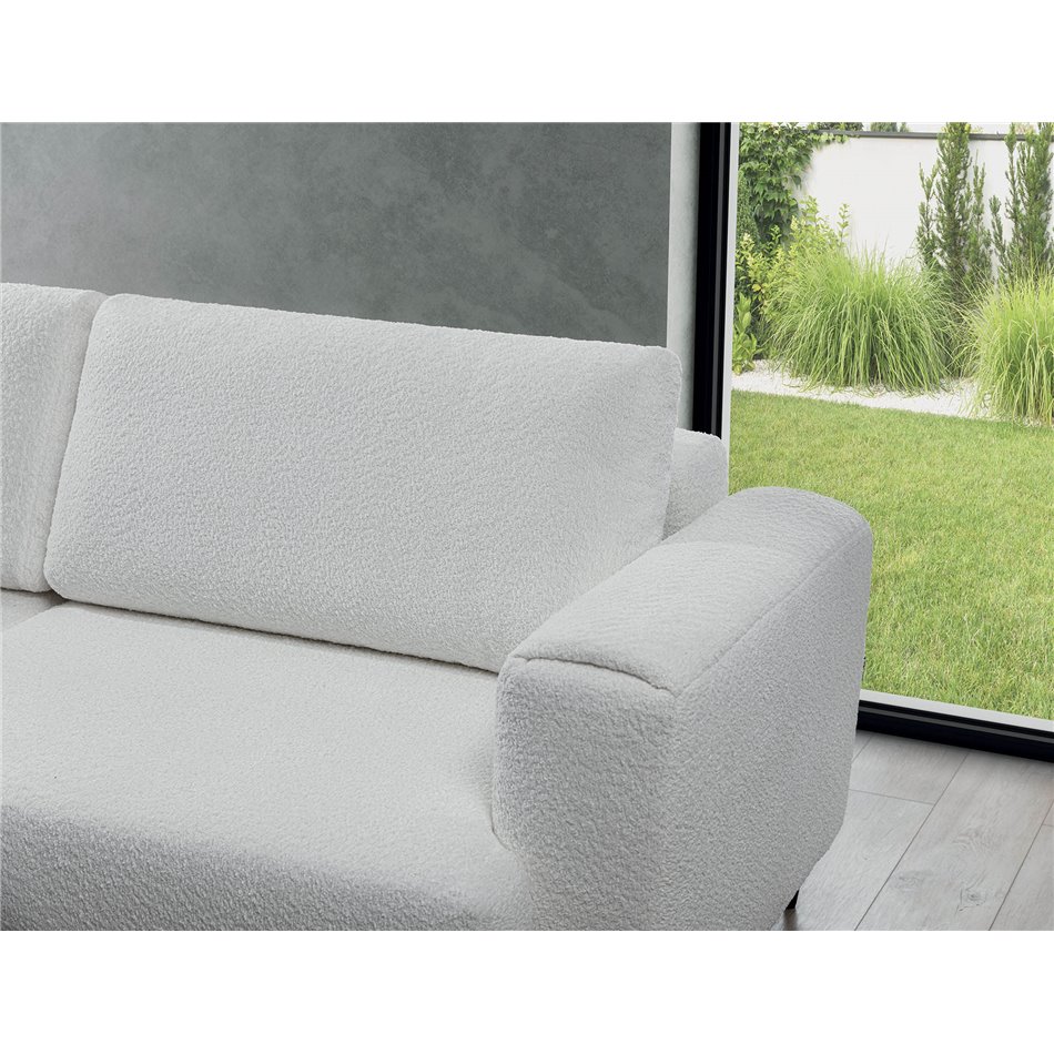 Sofa bed Edalia Royal 01, bouclé, white, H90x95x260cm