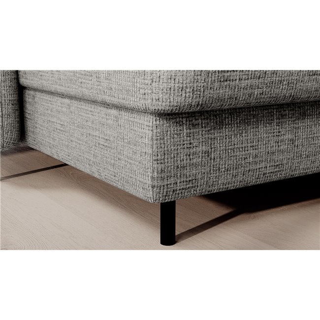 U shape sofa Elberto L, sleeping function, Aubron 04, wavy velvet, grey, H100x165x306cm