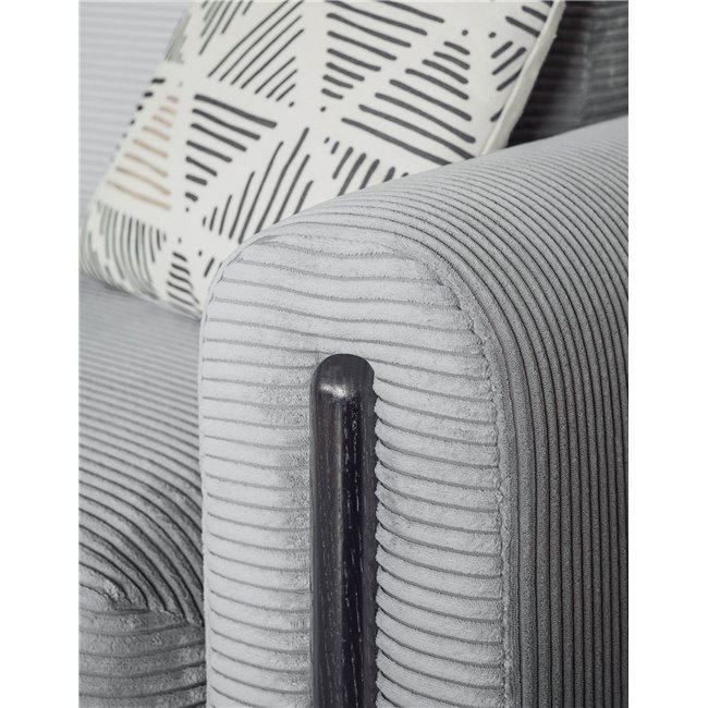 Sofa bed Elcadova Black, sleeping function, Jarell 04, wavy velvet, grey, H97x97x244cm