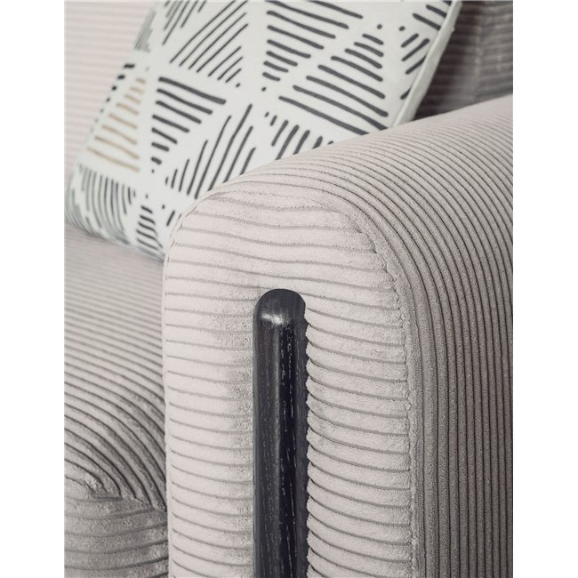 Sofa bed Elcadova Black, sleeping function, Jarell 18, wavy velvet, beige, H97x97x244cm