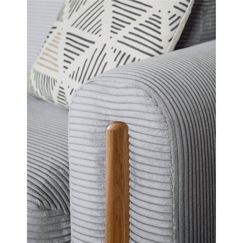 Sofa bed Elcadova Oak, sleeping function, Jarell 04, wavy velvet, grey, H97x97x244cm